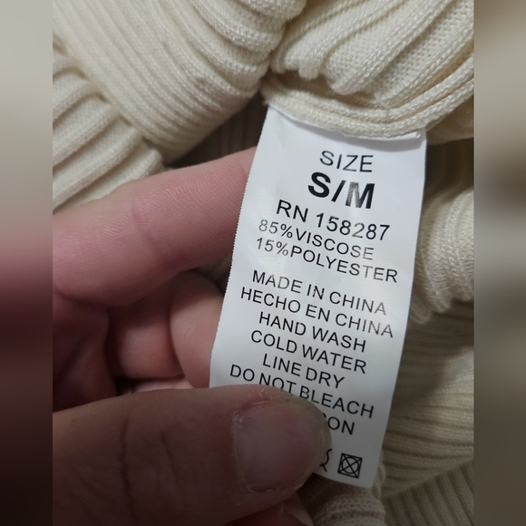 YACHT CLUB Knit One Shoulder Side Slit Midi Dress In Beige. Size S/M NWT - Picture 8 of 13